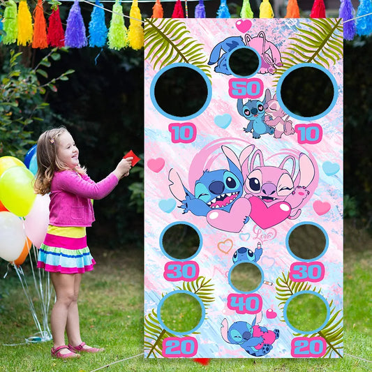 Boho Toss Game with Nylon Bean Bags for Children Adult Disney Pink Stitch Theme Birthday Party Decor Baby Shower Supplies