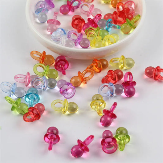 22mm 25pcs/pack Acrylic Mini Pacifier Acrylic Beads Plastic Pacifier Beads Baby Shower Decorations Party Supplies Favor Gift-S